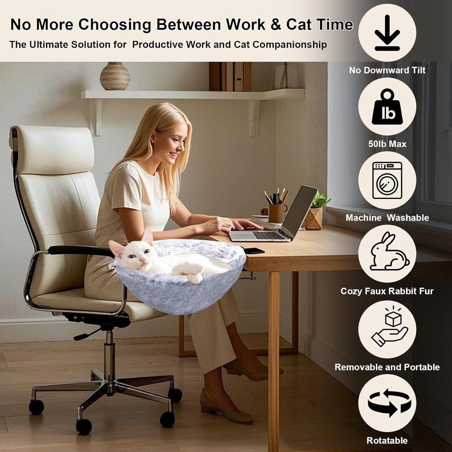 Office Desk Clamp Cat Hammockbreathable And Comfortable