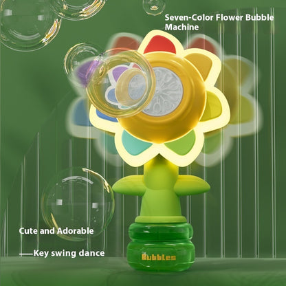 Remote Control Car Seven-color Flower Sunflower Swing Head Handheld Colorful Light Bubble